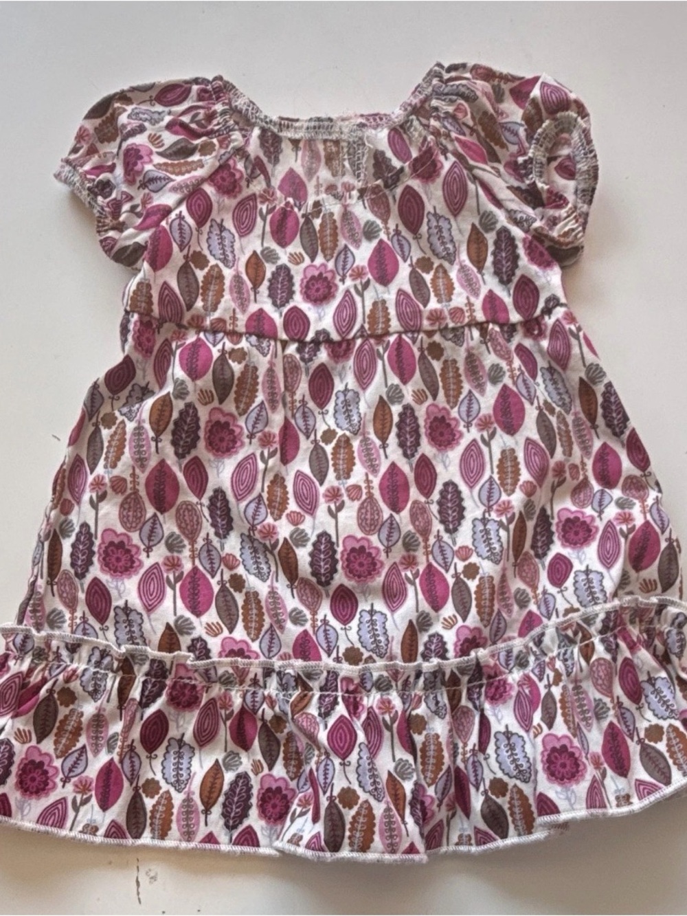 American Girl Pink & Brown Leaf-Print Cotton Dress